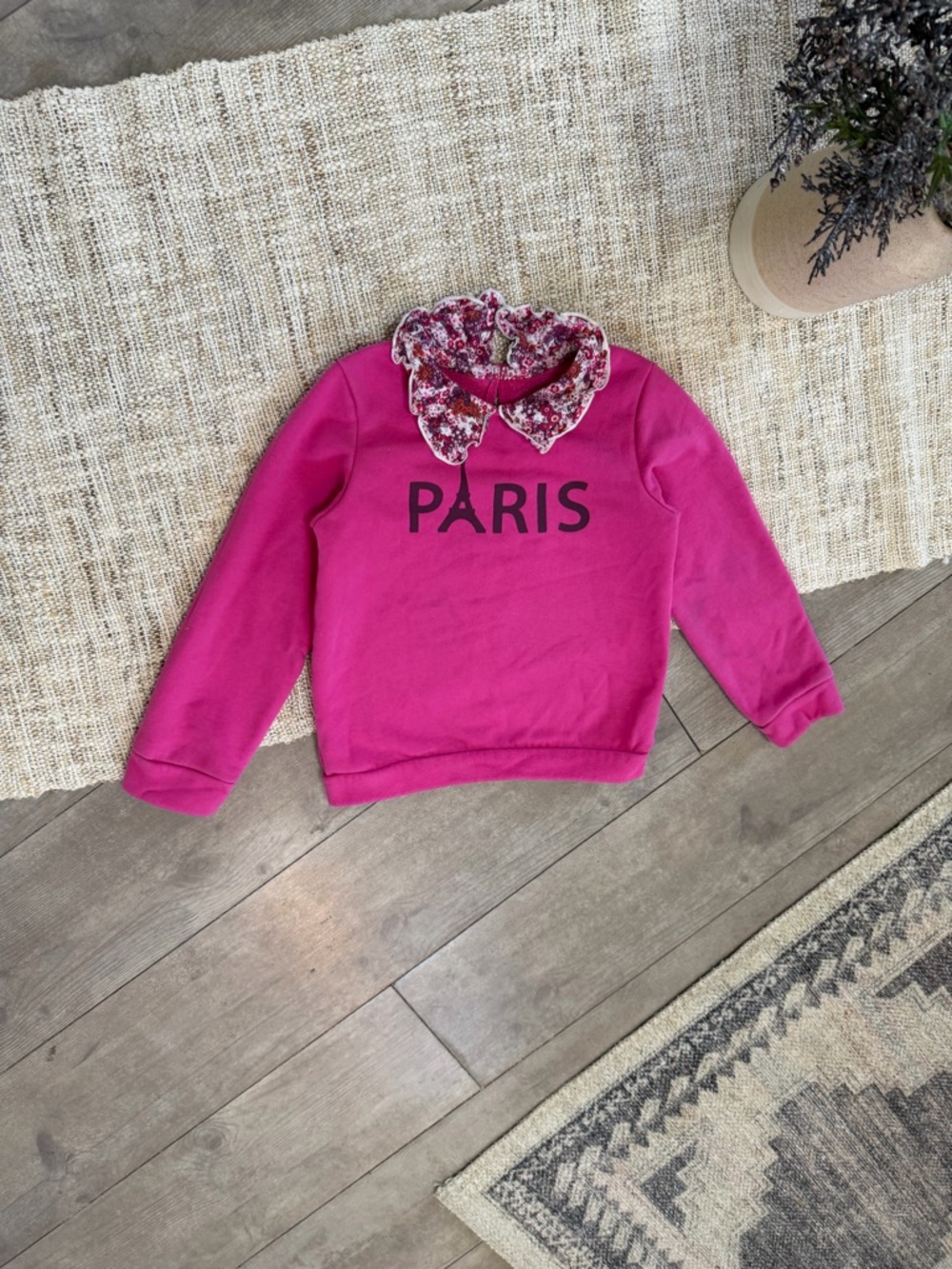 Garanimals Hot Pink Paris Pullover with Floral Ruffle Collar Little Girl Sz 5 - Picture 10 of 16